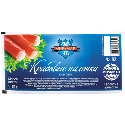 Палочки крабовые Мирамар Классика охл 200г