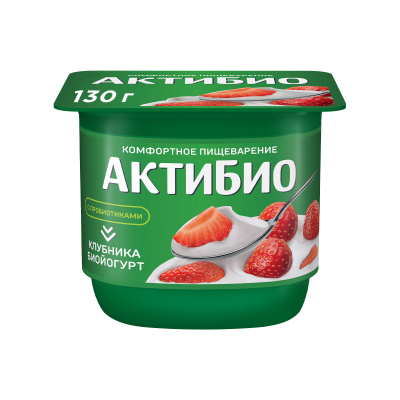 Йогурт Актибио Клубника 2,9% 130г БЗМЖ
