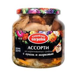 Ассорти мар гриб Валдайский погребок лук/морк 500г ст/б