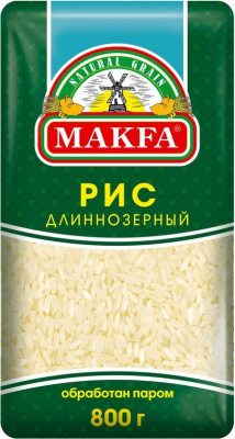 Рис длиннозерный пропаренный Макфа 800г