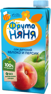 Сок ФрутоНяня Яблоко/Персик неосветленный с 3-х лет т/п 500мл