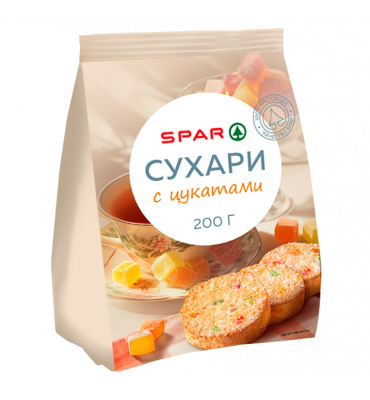 Сухари SPAR с цукатами 200г