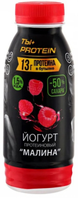 Йогурт питьевой протеиновый РАЭ Малина 1,5% 290г БЗМЖ