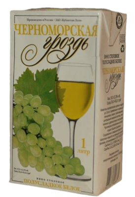 Вино Черноморская Гроздь бел п/сл 1л т/п 10-12%