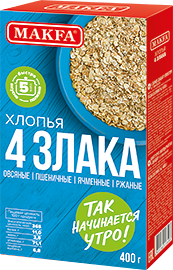 Хлопья Макфа 4 злака к/к 400г
