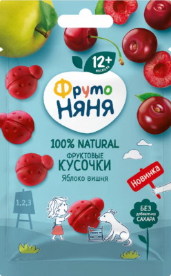 Кусочки фруктовые ФрутоНяня Яблоко/Вишня с 12мес 15г