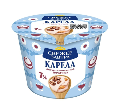Йогурт слив Карела Свежее Завтра Тирамису 7% 180г БЗМЖ