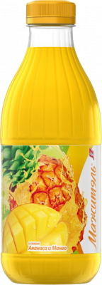Напиток сывороточный Мажитэль с соком Ананас/Манго бутылка 950г БЗМЖ
