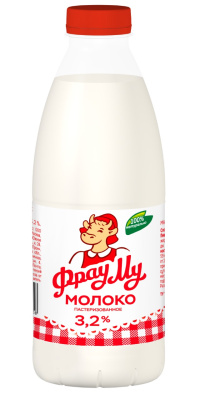 Молоко Фрау Му 3,2% бутылка 900г БЗМЖ