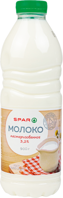 Молоко топленое SPAR 3,2% бутылка 900г БЗМЖ