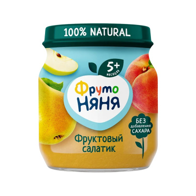 Пюре ФрутоНяня Фруктовый салатик с 5мес ст/б 100г