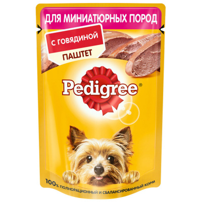 Корм влажный для собак Педигри Говядина паштет 80г