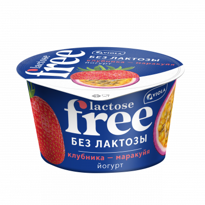 Йогурт безлактозный Фри Виола Клубника/Маракуйя 2,7% 180г БЗМЖ