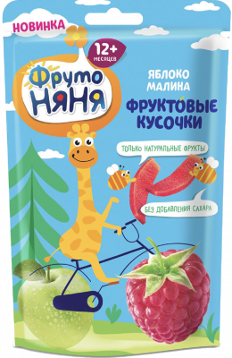 Кусочки фруктовые ФрутоНяня Яблоко/Малина с 12 мес 15г