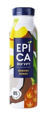 Йогурт питьевой Эпика Ананас/Кокос 2,6% 260г БЗМЖ