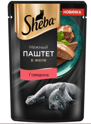 Корм влажный для кошек Шеба Говядина паштет в желе 75г