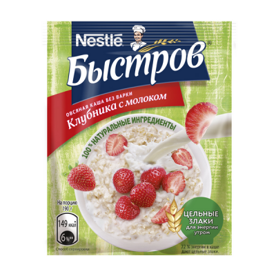 Каша овсяная Быстров Клубника с молоком 40г