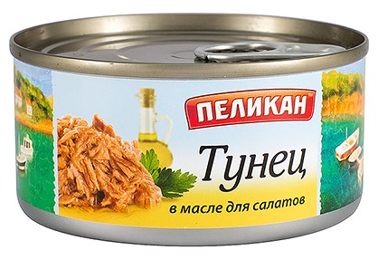 Тунец в масле для салатов Скипджек Пеликан 185г