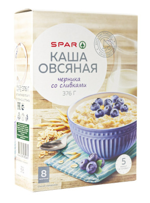 Каша овсяная SPAR Черника со сливками 8*47г