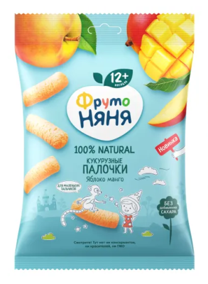 Палочки кукурузные ФрутоНяня Яблоко/Манго с 12мес 20г