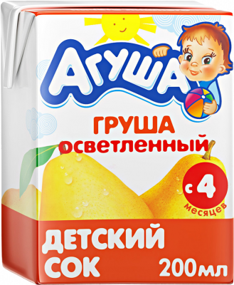 Сок Агуша Груша осветленный с 4мес т/п 200мл