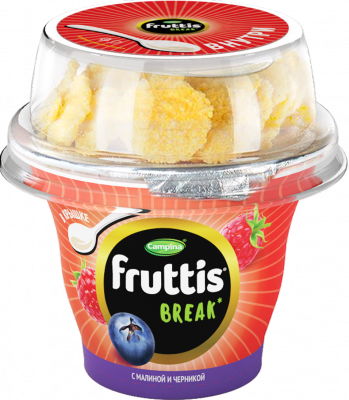 Продукт йогуртный Фруттис Малина/Черника/Хлопья с топпером 2,5% стакан 165г+10г БЗМЖ
