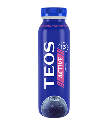 Йогурт питьевой Теос Актив Черника 1,8% 260г БЗМЖ
