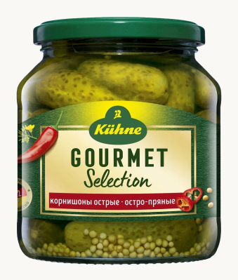 Корнишоны маринованные Кюне c добавлением острого перца 370г ст/б