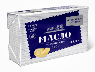 Масло сливочное Традиционное Деревенская Буренка 82,5% 180г БЗМЖ
