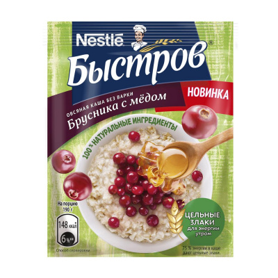 Каша овсяная Быстров Брусника/Мед 40г