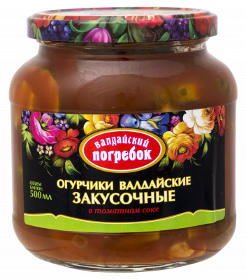 Огурчики Валдайские закусочные Валдайский погребок в т/с 500мл