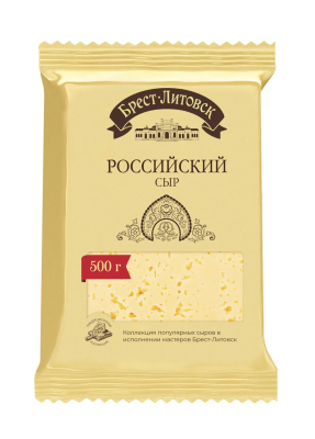Сыр Российский Брест-Литовск 50% флоупак 500г БЗМЖ