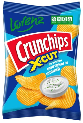 Чипсы Кранчипс Икс-Кат Рифленые Сметана/Специи 70г