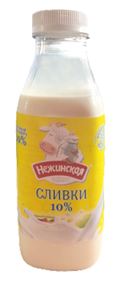 Сливки питьевые Нежинская МФ 10% 400г БЗМЖ