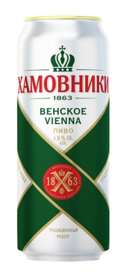 Пиво светлое Хамовники Венское 0,45л 4,5% ж/б