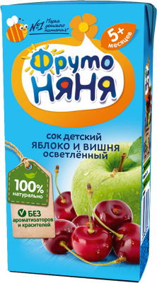 Сок ФрутоНяня Яблоко/Вишня с 5мес т/п 0,2л
