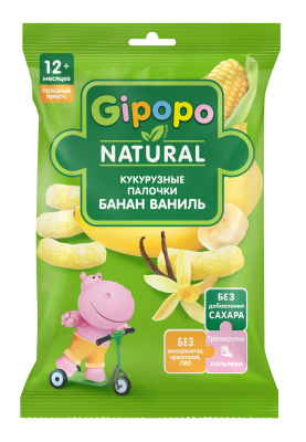 Палочки кукурузные детские Гипопо Банан/Ваниль с 12мес 20г