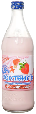Коктейль молочный Можайский Клубника 2,5% бутылка 450г БЗМЖ