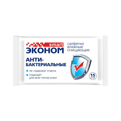 Салфетки влажные антибактериальные Эконом Смарт А15 1/108