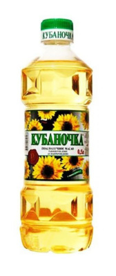 Масло подсолнечное Кубаночка рафинированное 0,5л
