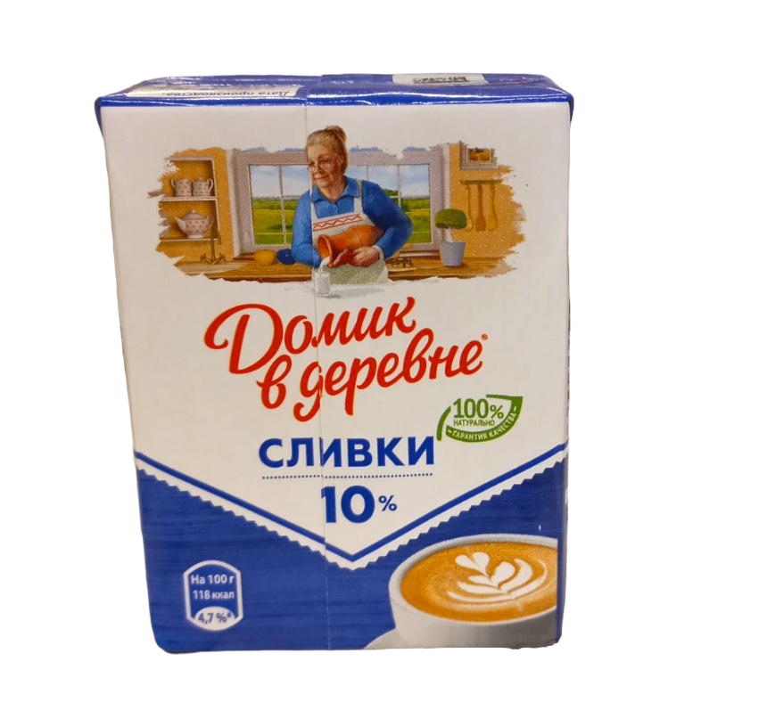 Сливки стерилизованные Домик в деревне 10% 200г БЗМЖ