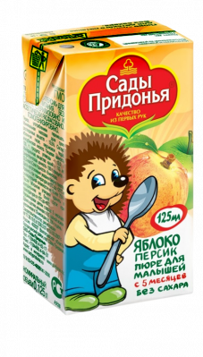 Пюре Сады Придонья Яблоко/Персик с 5мес т/п 125г