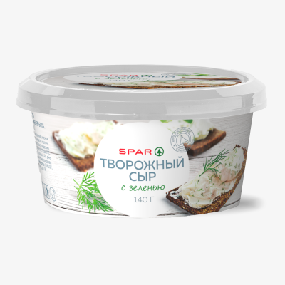 Сыр творожный SPAR с зеленью 60% 140г БЗМЖ