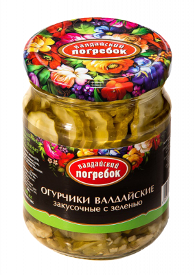 Огурчики закусочные с зеленью Валдайский погребок 500мл ст/б