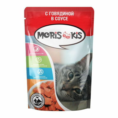 Корм влажный для кошек Морис Кис Говядина в соусе 85г