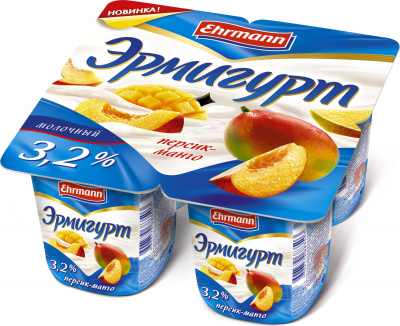 Продукт йогуртный Эрмигурт Персик/Манго 3,2% 100г БЗМЖ