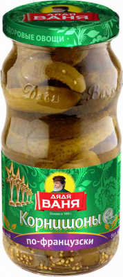 Корнишоны маринованные по-Французски Дядя Ваня 460г ст/б