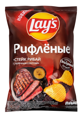 Чипсы Лейз Рифленые Стейк Рибай с перечным соусом 140г