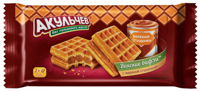 Вафли Акульчев Венские со вкусом вареной сгущенки 100г