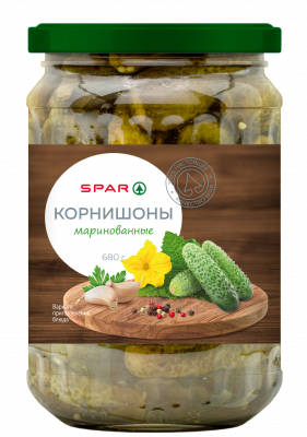 Корнишоны маринованные SPAR 680г ст/б